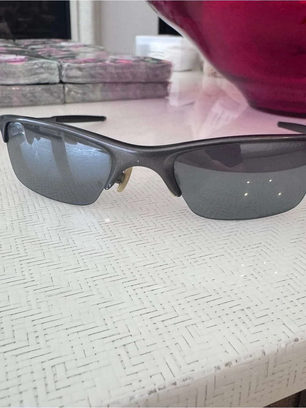 Oakley Razwire Matte Grey Frame Silver Lens Sunglasses